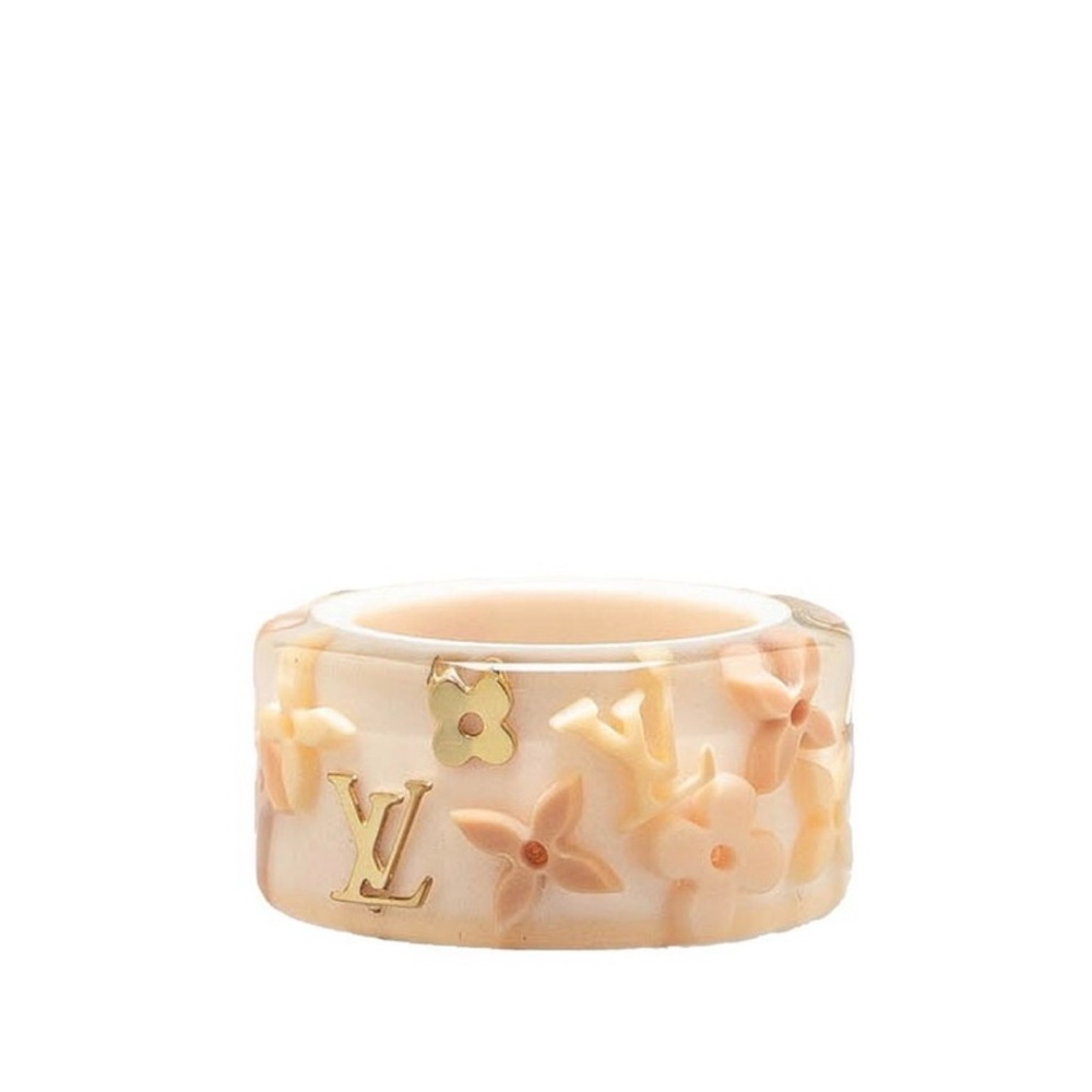 Louis Vuitton Berg Farandole Ring Beige Resin Multicolor Monogram Size 6.5